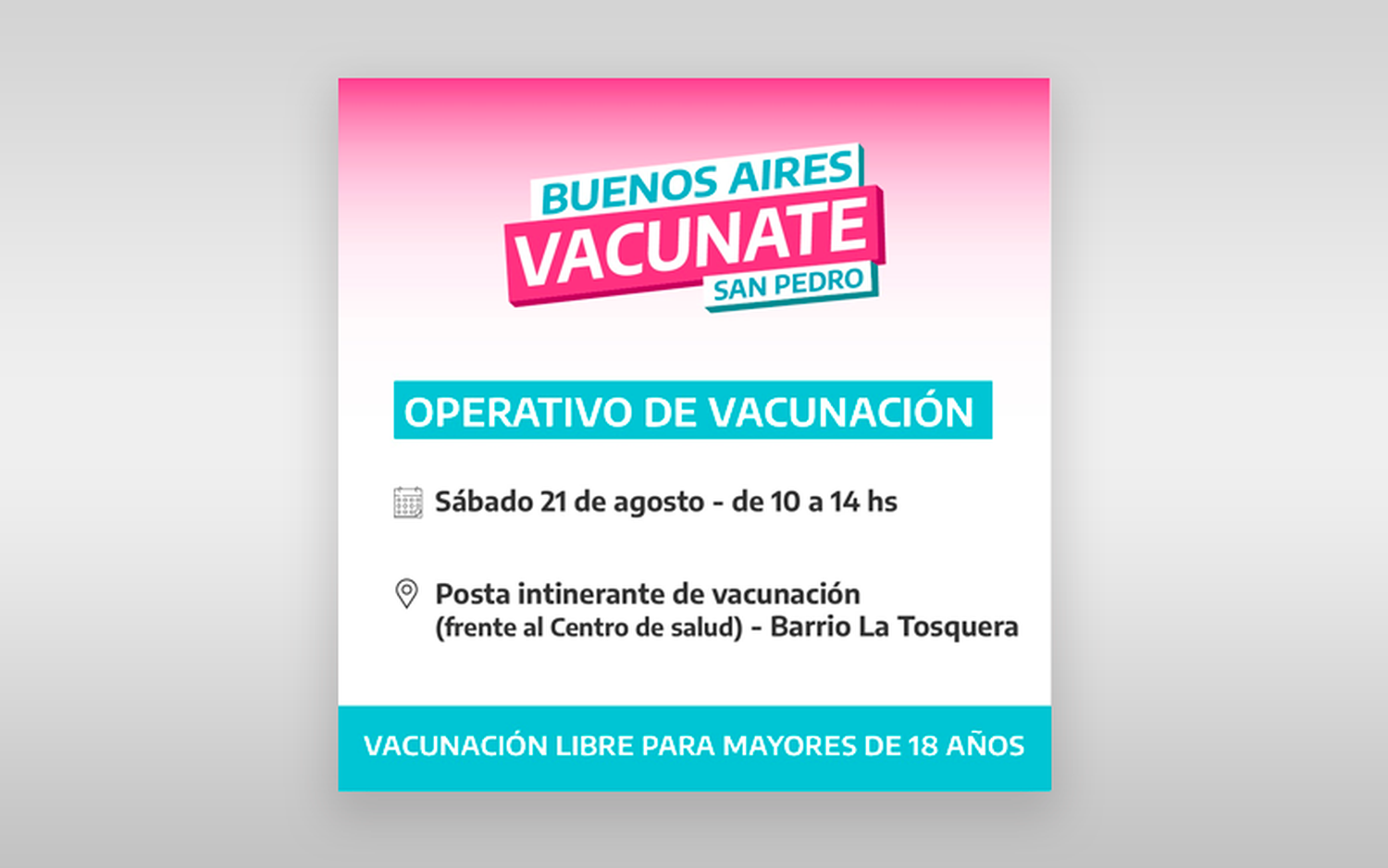 Operativo de vacunación en el barrio La Tosquera