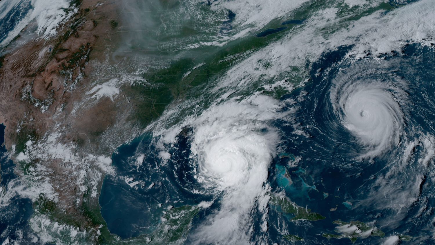 NOAA's GOES-16 satellite captured Hurricane Idalia approaching the western coast of Florida while Hurricane Franklin churned in the Atlantic Ocean.