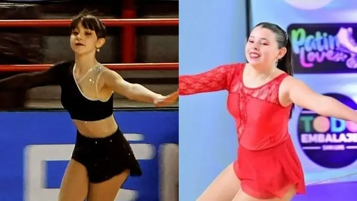 Buen nivel. De las patinadoras Oriana Rodríguez Jara y Josefina Trave en San Luis