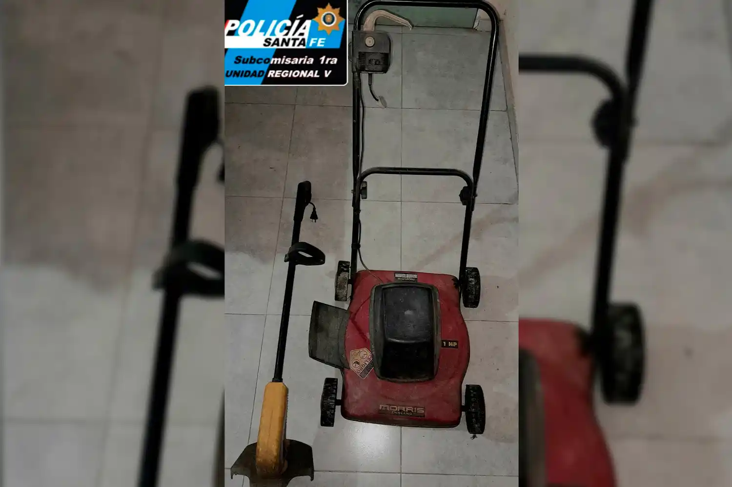 Vieron al patrullero a las vueltas y “descartaron” una máquina de cortar pasto robada