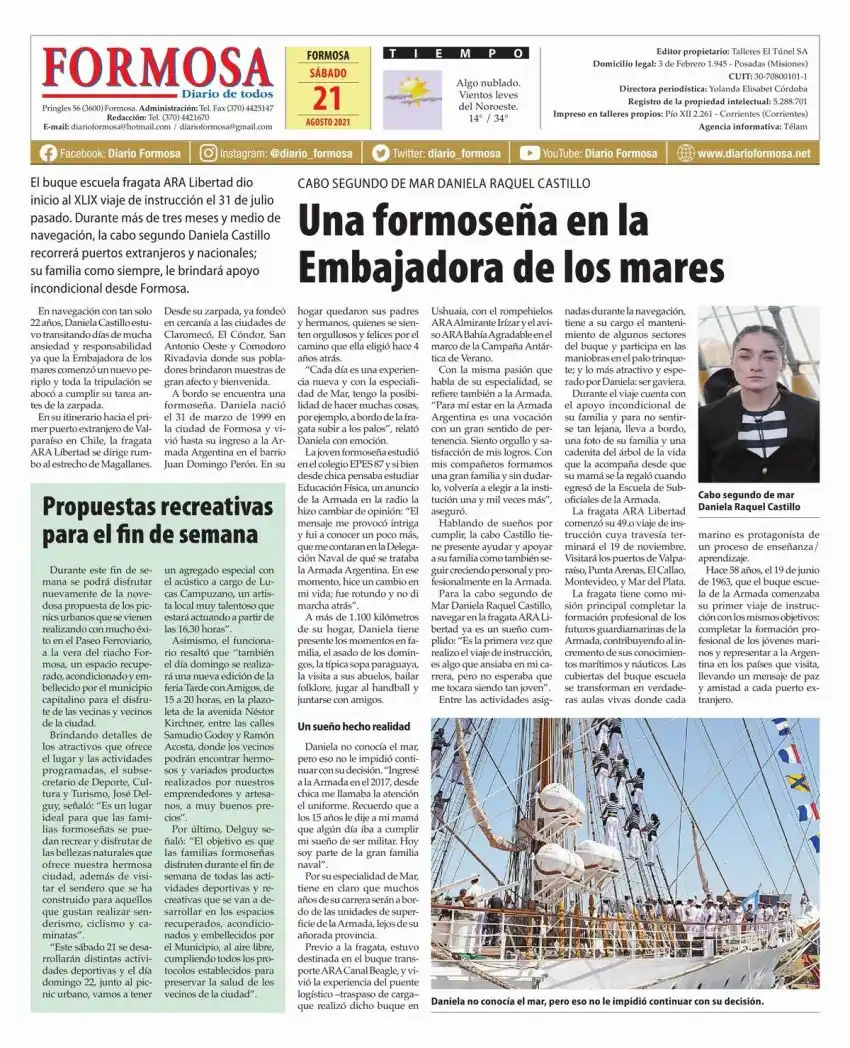 Tapa y Contratapa 21 de agosto de 2021