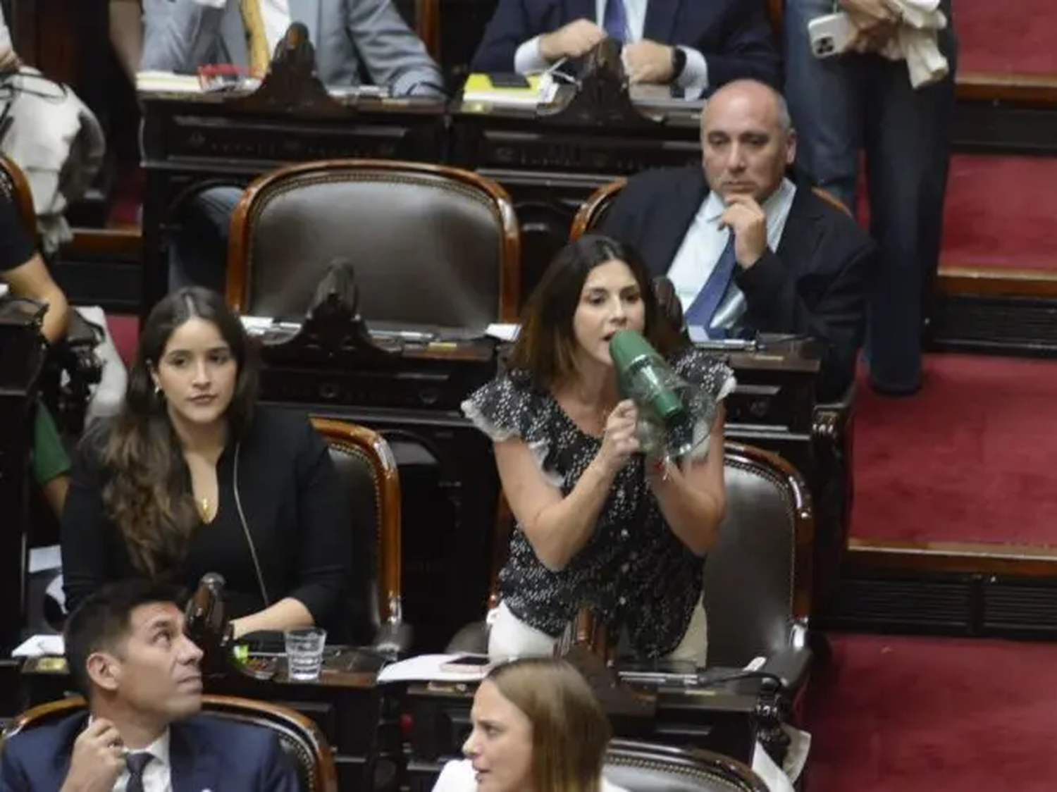 Tensión en el Congreso: Marcela Pagano utilizó un megáfono para cuestionar a Martín Menem