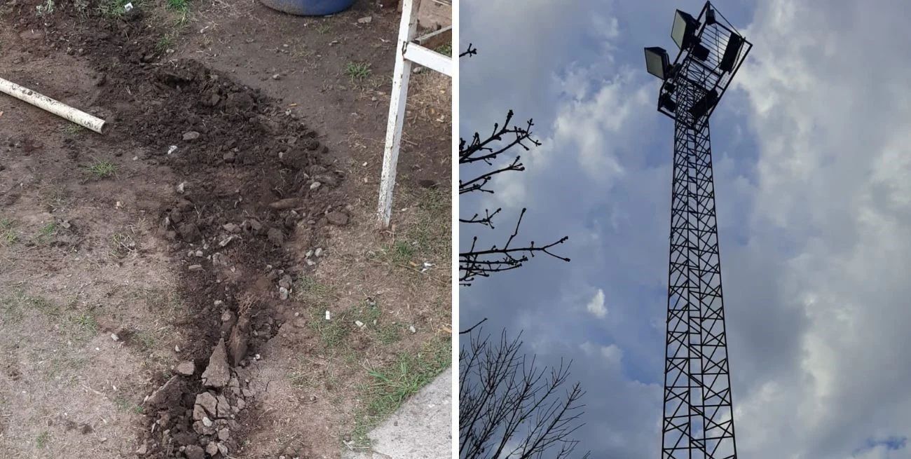 Se robaron los cables de iluminación de la cancha principal del club San Cristóbal Central Gallardo