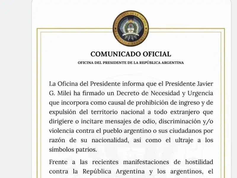 Milei endurece la Ley de Migraciones
y habilita la expulsión de extranjeros