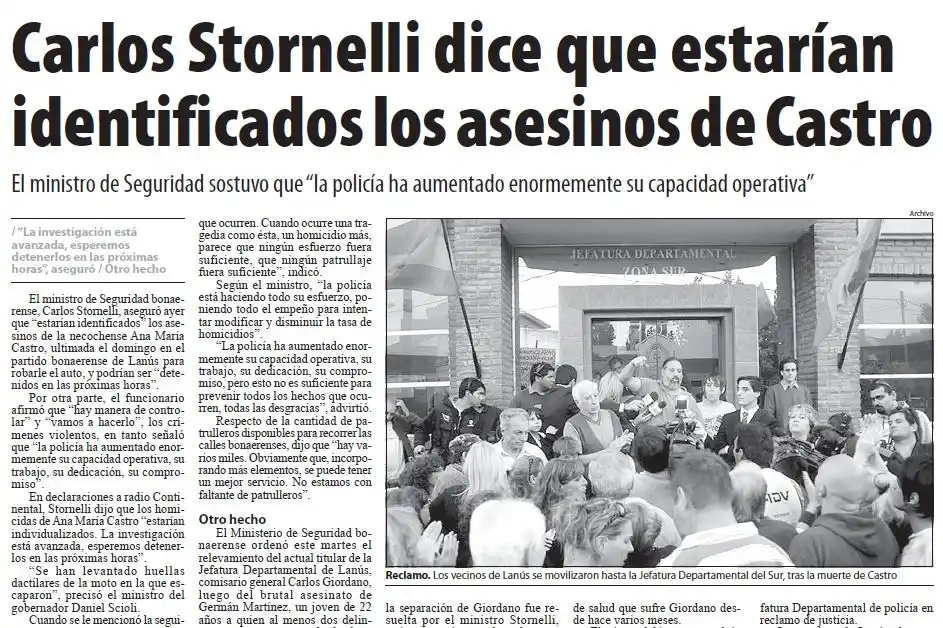 Se cumplirán 10 años del crimen de Ana María Castro en Lanús