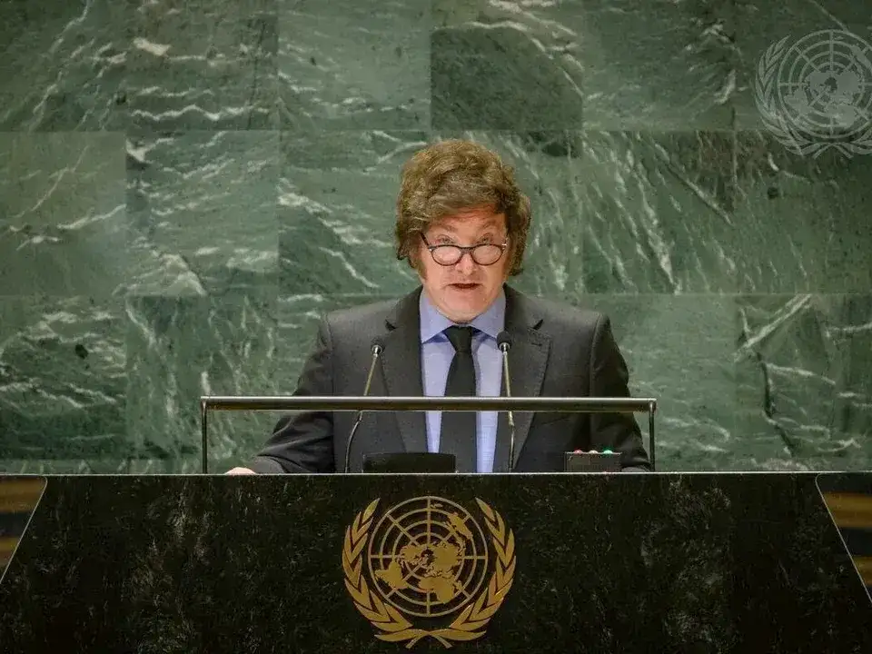 Javier Milei, al hablar ante la ONU.