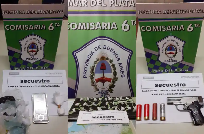 Investigaban dos robos y aprehendieron a un hombre con un arma y cocaína