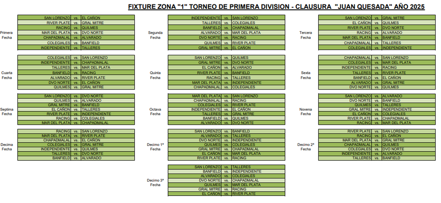 Fixture - Torneo Clausura 2025 - Futbol Local - 2