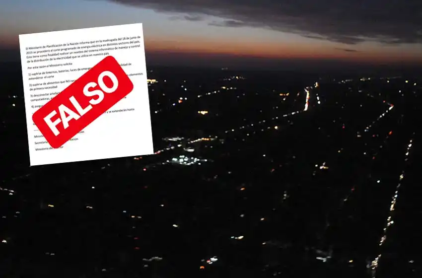 Difunden un falso mensaje de la EPE sobre un nuevo apagón