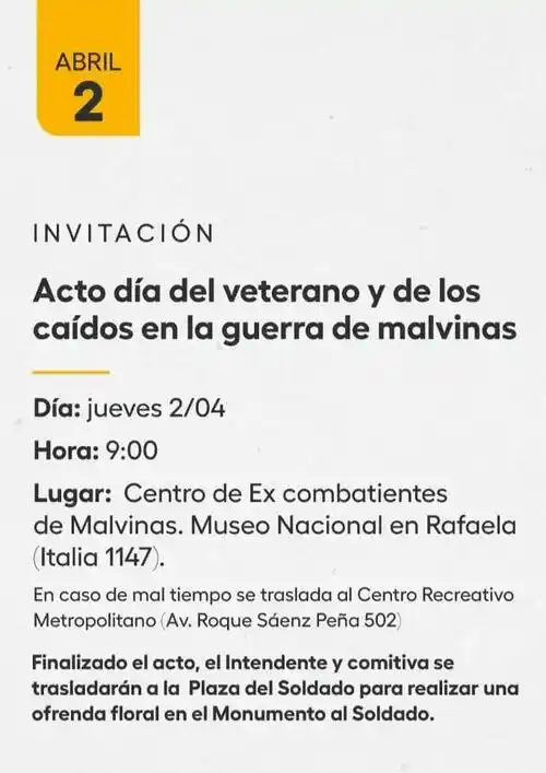 Conmemoración del Día de Veteranos y Caidos en Malvinas