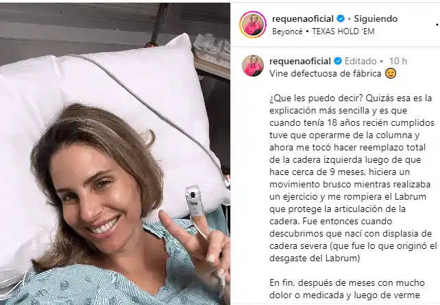 María Alejandra Requena compartió su etado actual. Foto Instagram