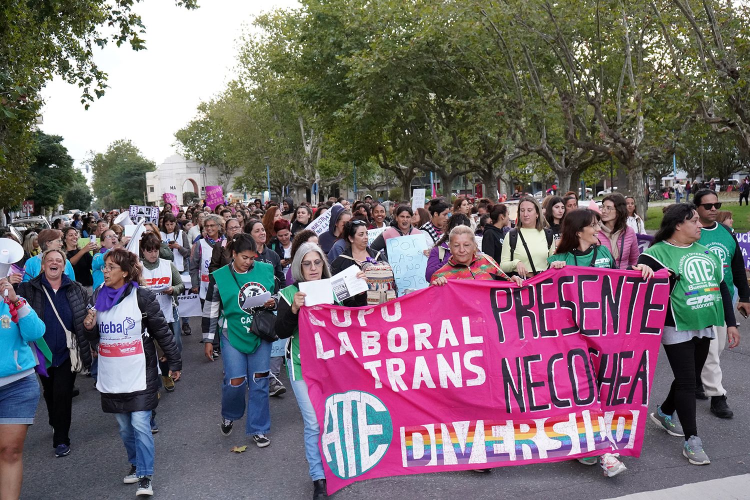 Marcha. Más de una cuadra y media de mujeres partió de la plaza Dardo Rocha