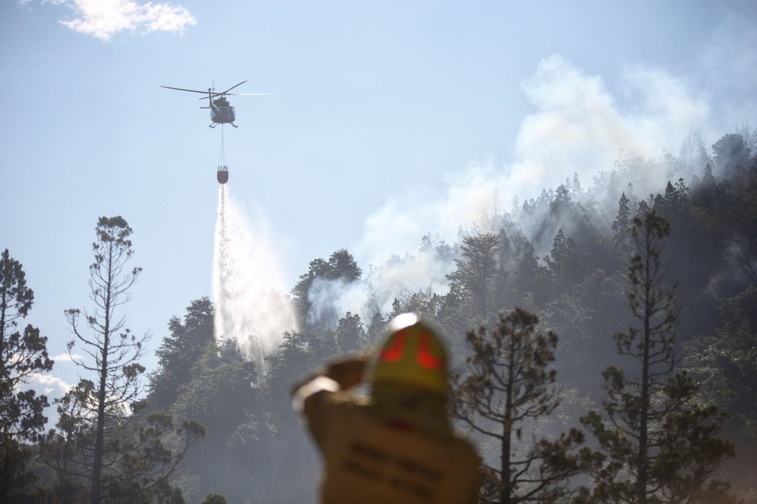 Ambiente trabaja en el control del incendio forestal