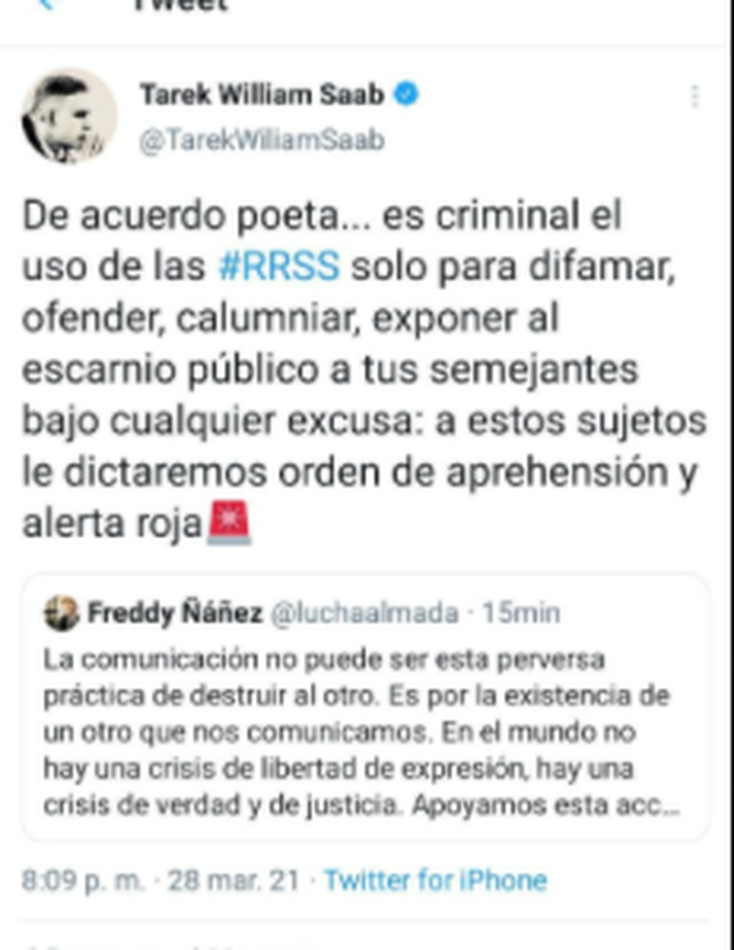 Saab informó sobre las medidas que tomarán contra Curró y Goncalves por sus comentarios sobre Dave Capella. Foto: Twitter 