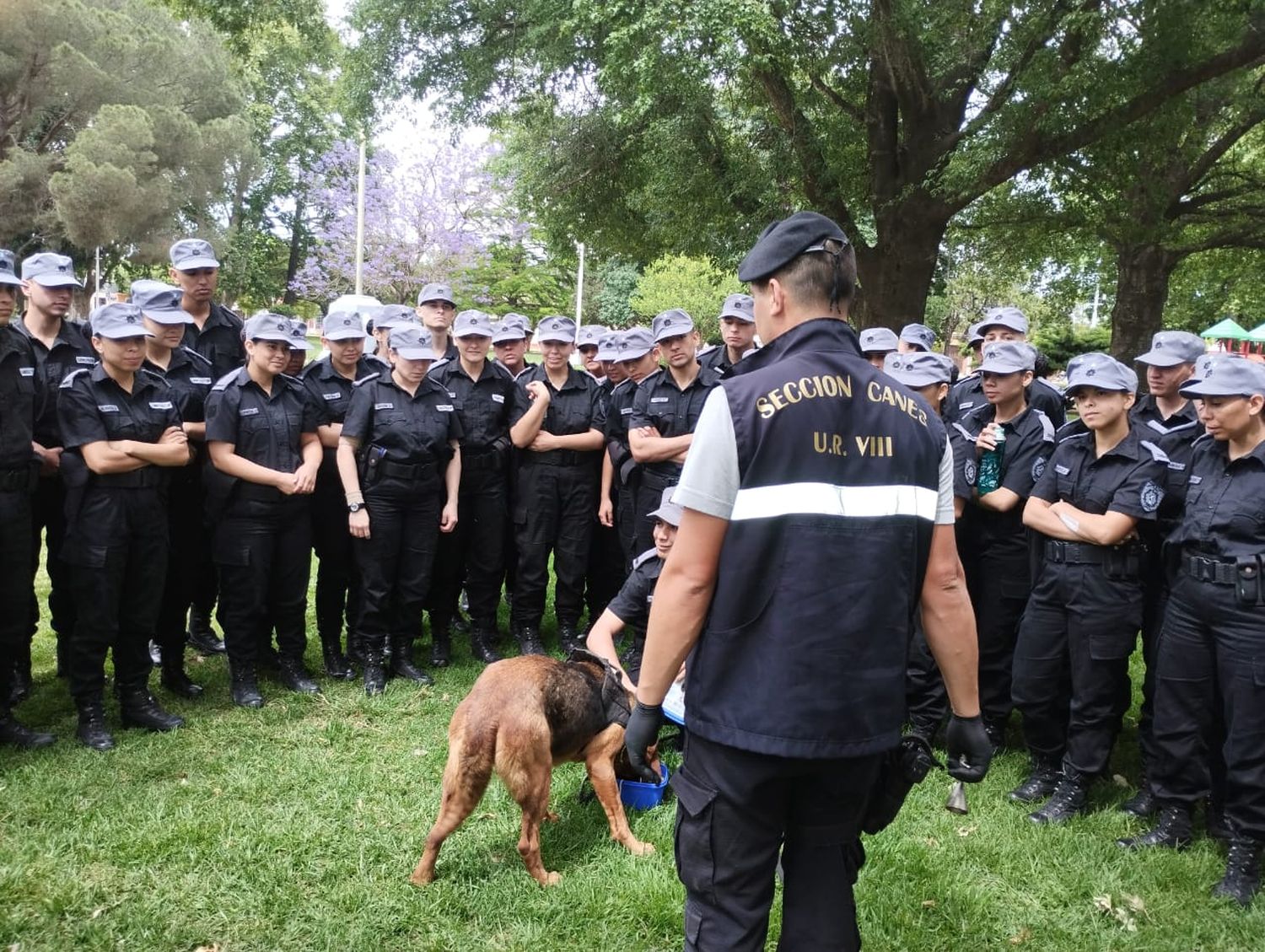 Taller de práctica con canes para estudiantes de policía