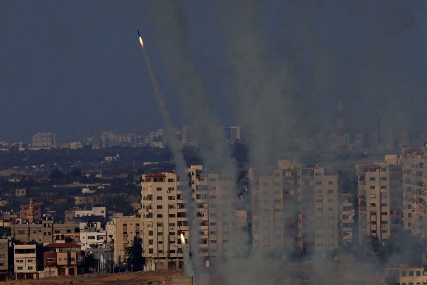 Los misiles tirados desde Gaza hacia Israel.