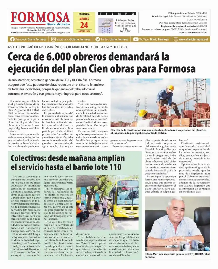 Tapa y Contratapa 24 de agosto de 2021