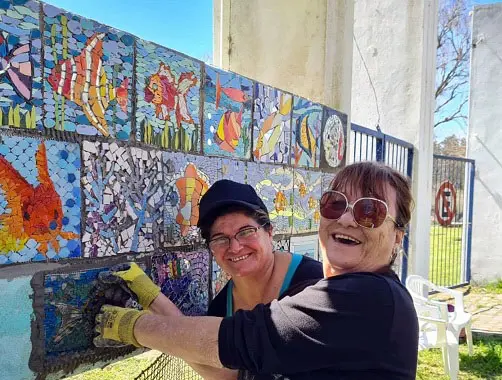 Estación de Piscicultura: se instaló un mural colectivo