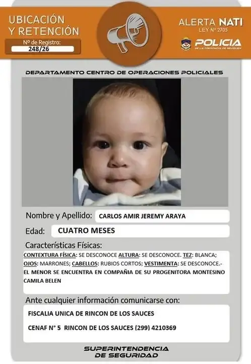 Carlos Amir Jeremy Araya, de cuatro meses de edad.