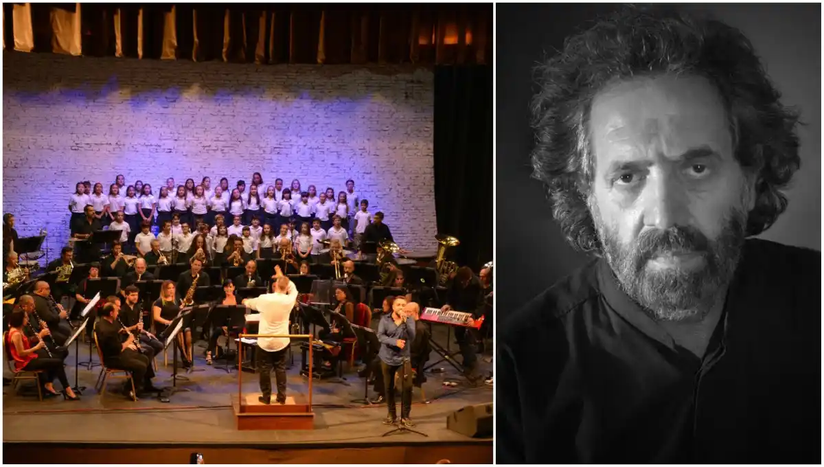 Danilo Grimaldi junto a la Banda Sinfónica Municipal en el Colón