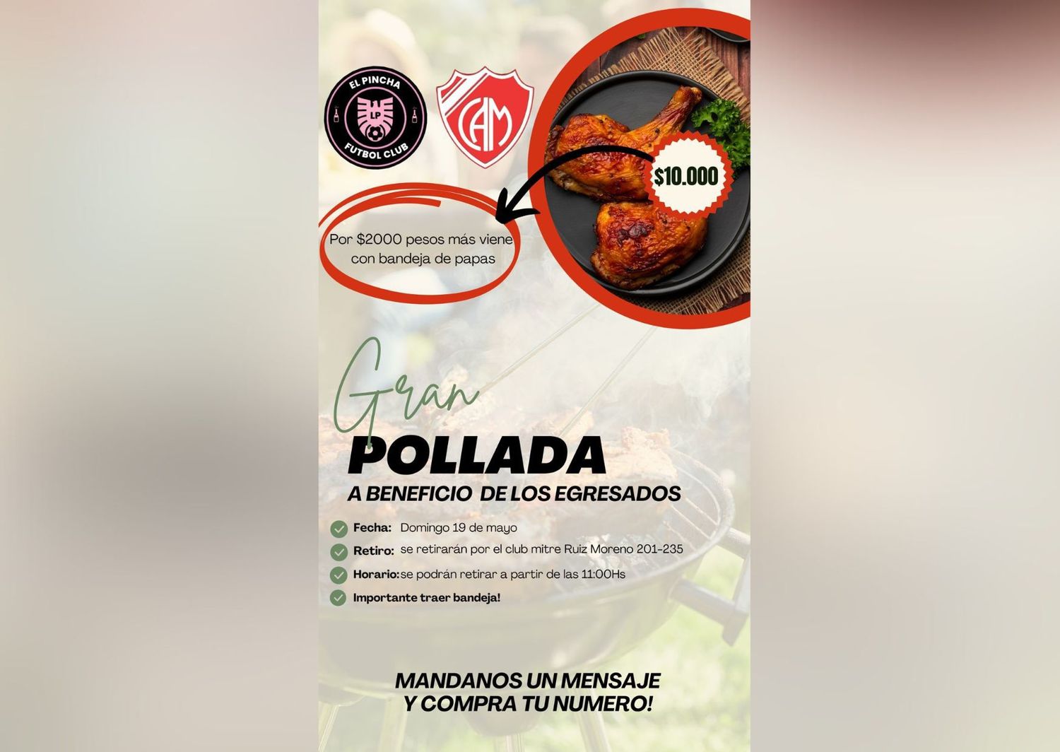 Pollada a beneficio de egresados de la escuela Normal