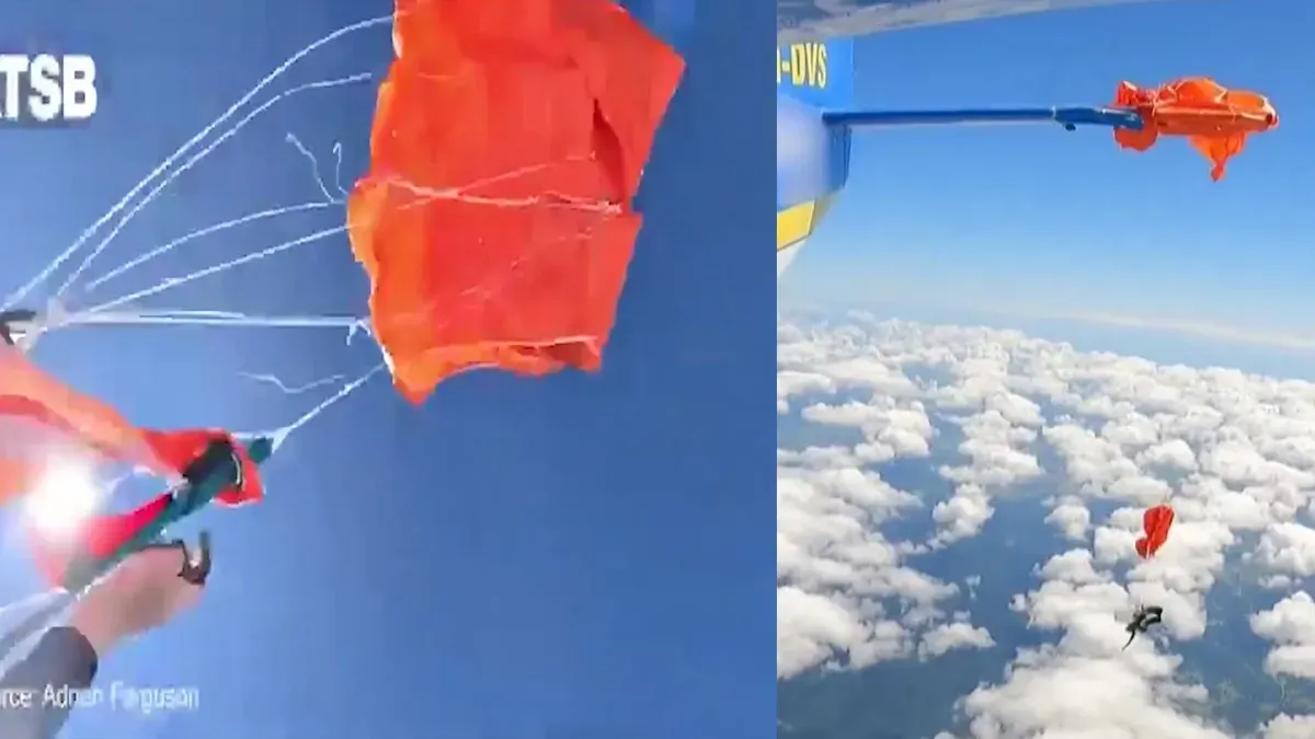 Drama en el aire: un paracaidista quedó enganchado en la cola de la avioneta y fue protagonista de un rescate increíble