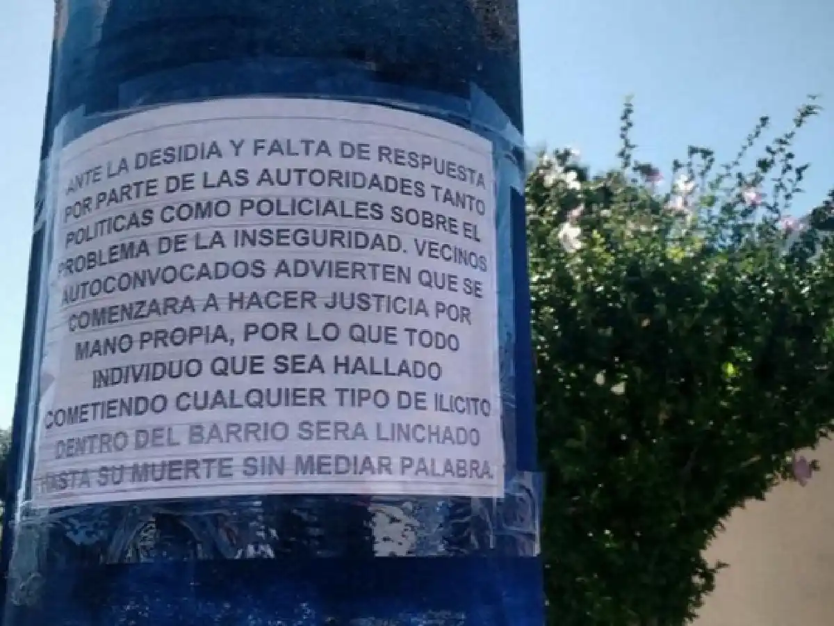 “Llamado” a linchar ladrones divide a un barrio cordobés
