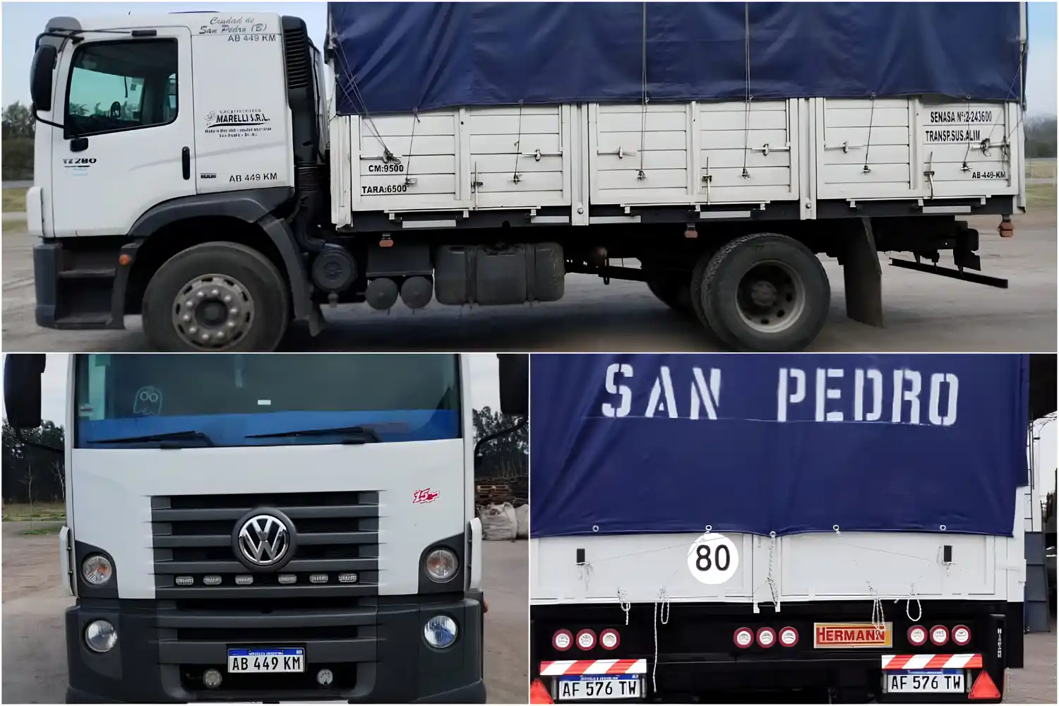 El camión de la empresa Marelli robado en el Acceso Oeste.