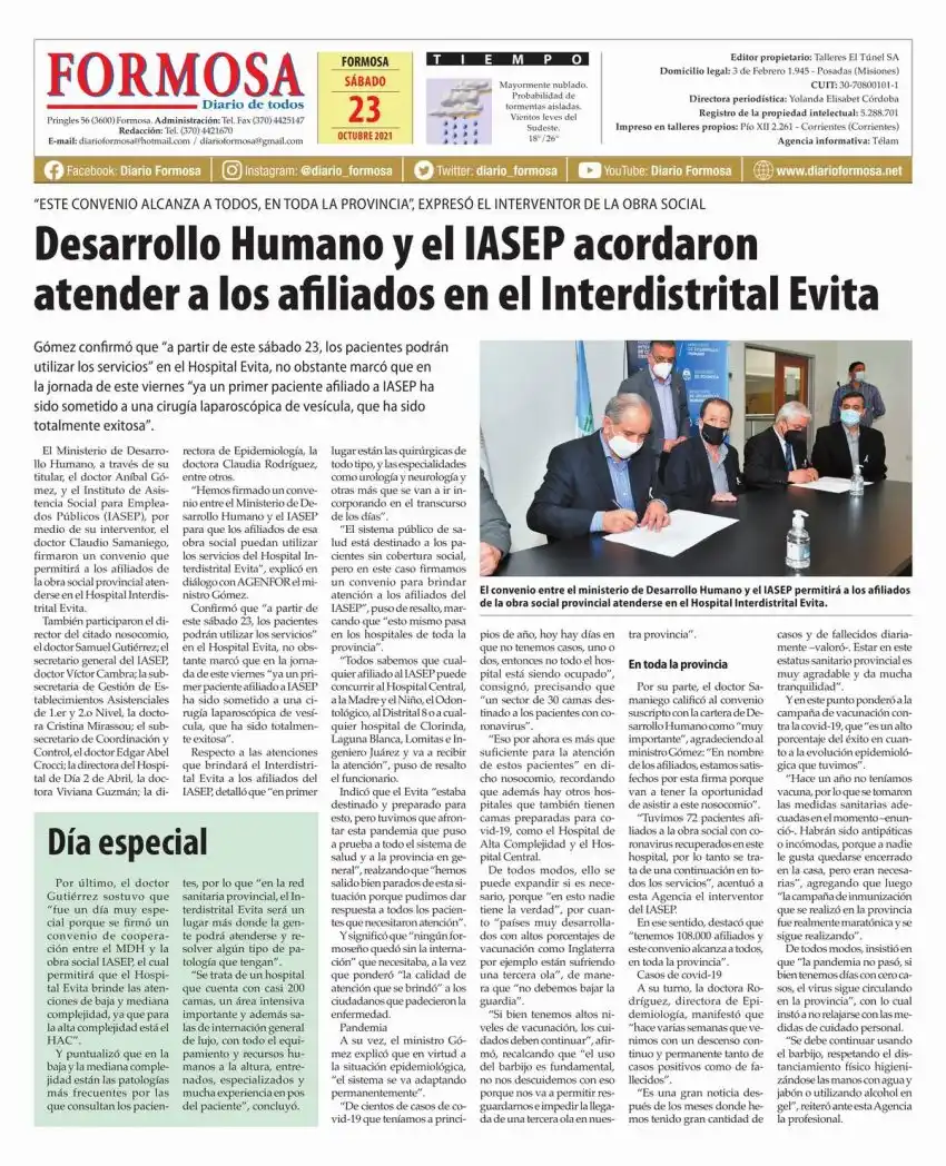 Tapa y Contratapa 23 de octubre de 2021