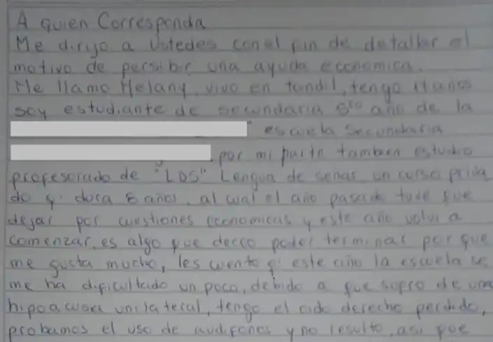 Buscan quien pueda apadrinar a Melany, una adolescente de 17 años que sufre hipoacusia