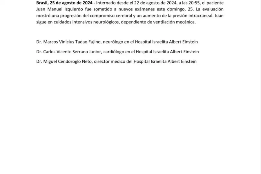 Parte médico sobre Juan Izquierda (@Nacional) 