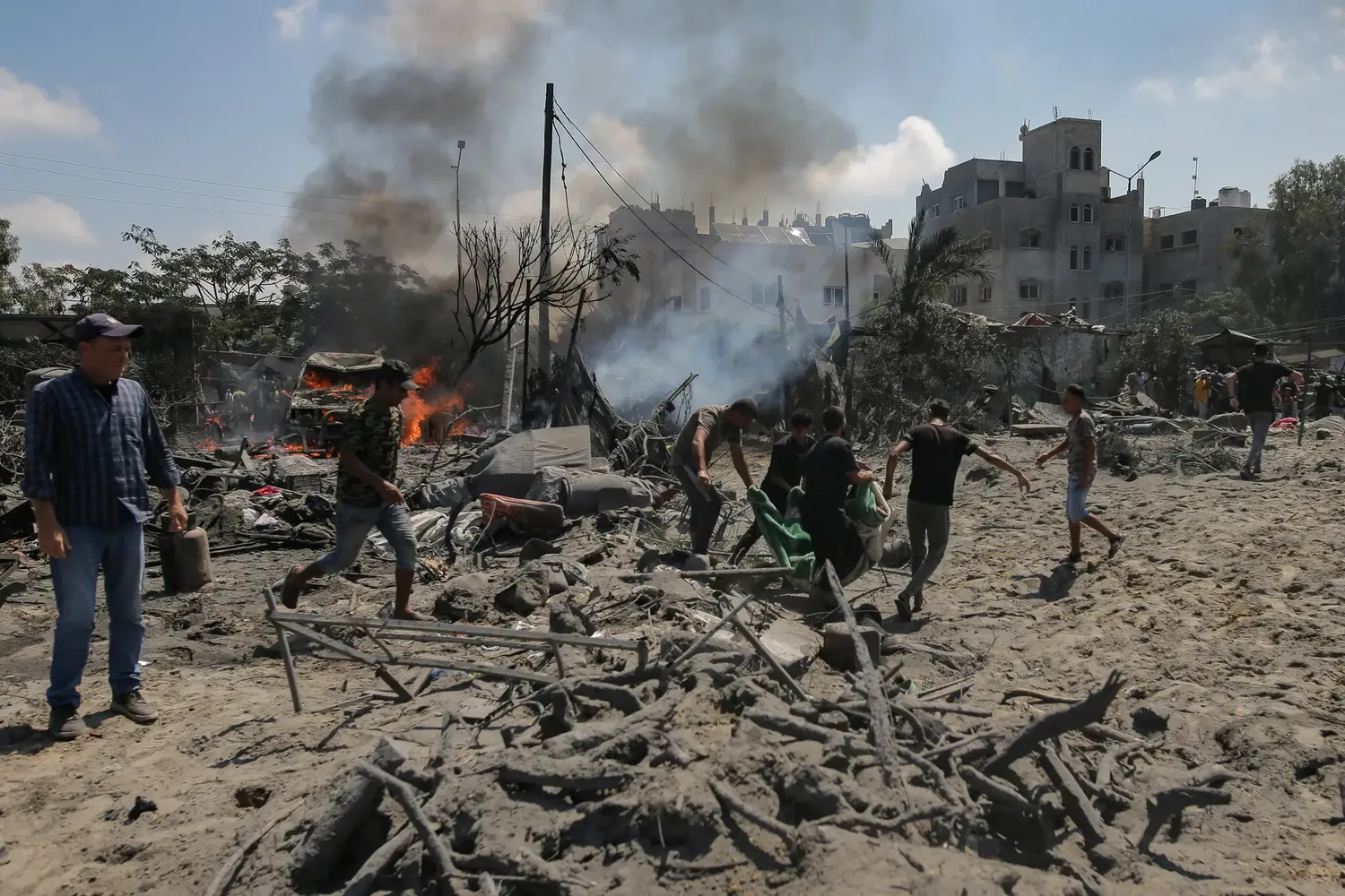 The strike, which the Israeli military says targeted a Hamas leader, took place in an area designated as a humanitarian zone.