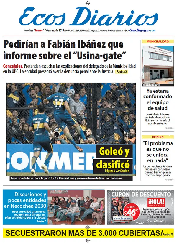 Tapa del 17 de mayo de 2018