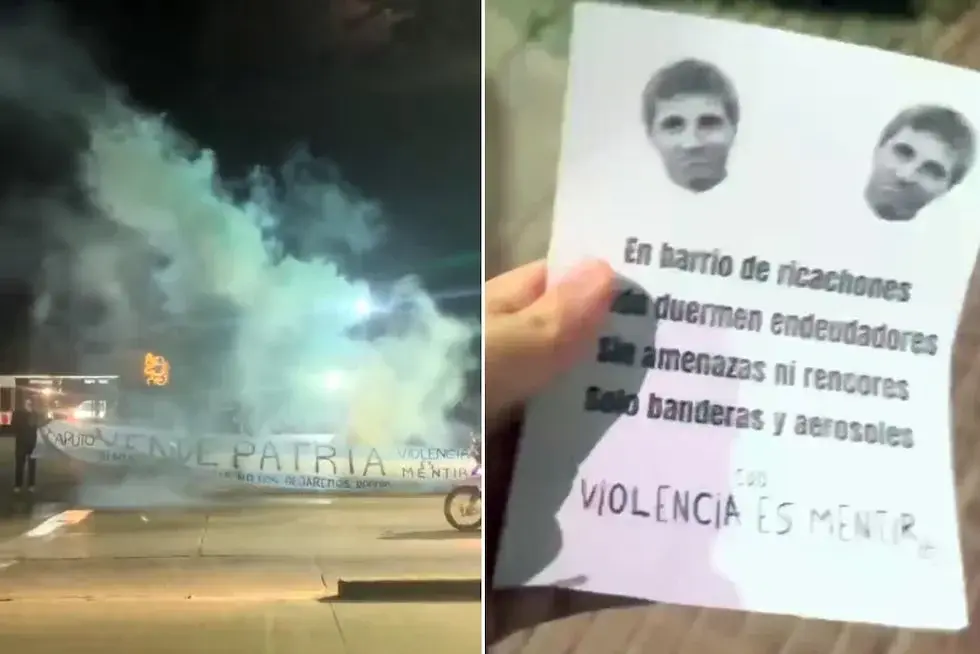 Escrache a Luis Caputo en su country de Tigre: bengalas, petardos y una dura consigna contra el ministro