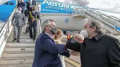 Alberto Fernández llegó a Madrid en su gira por Europa
