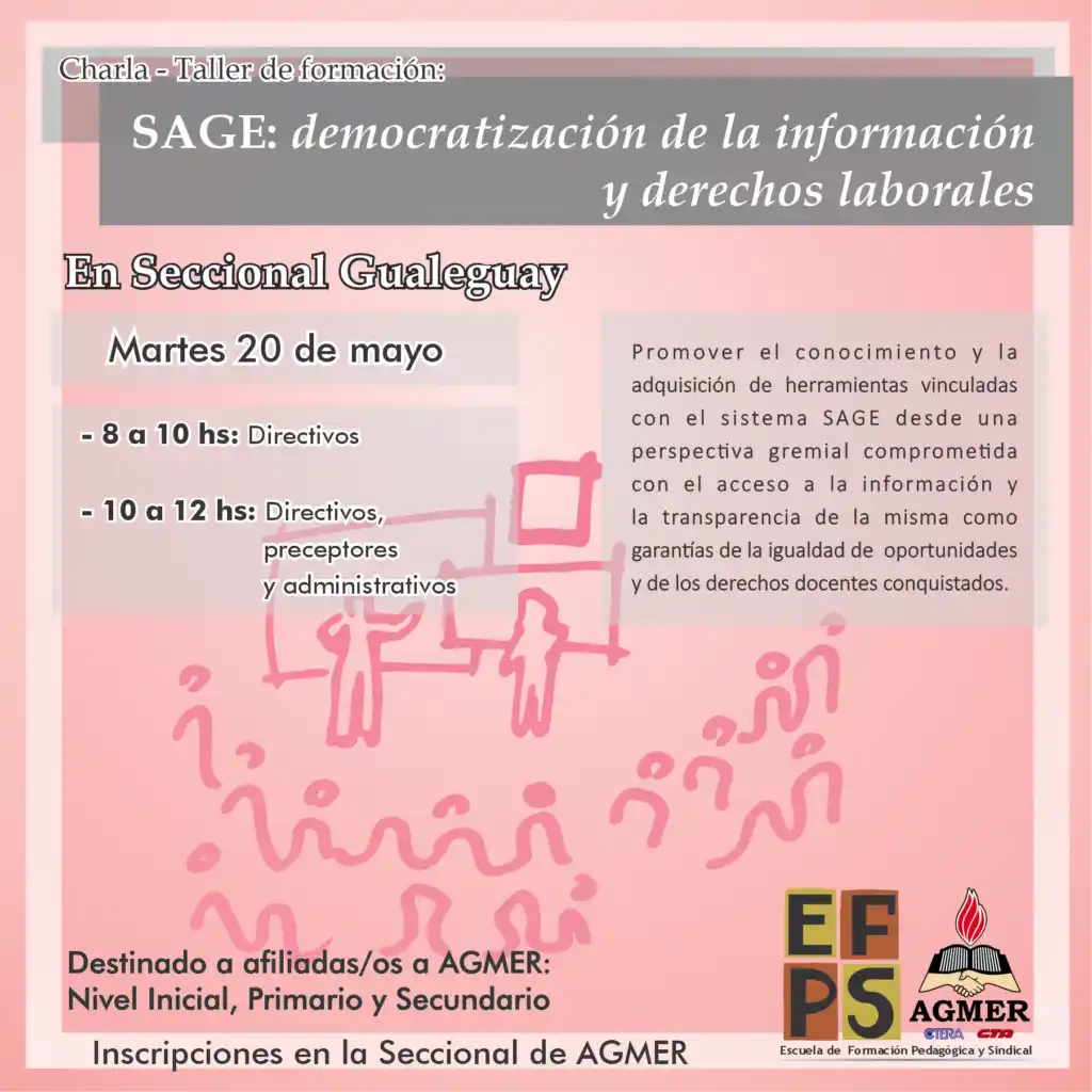 Gualeguay será sede de la charla taller “SAGE: democratización de la información y derechos laborales”