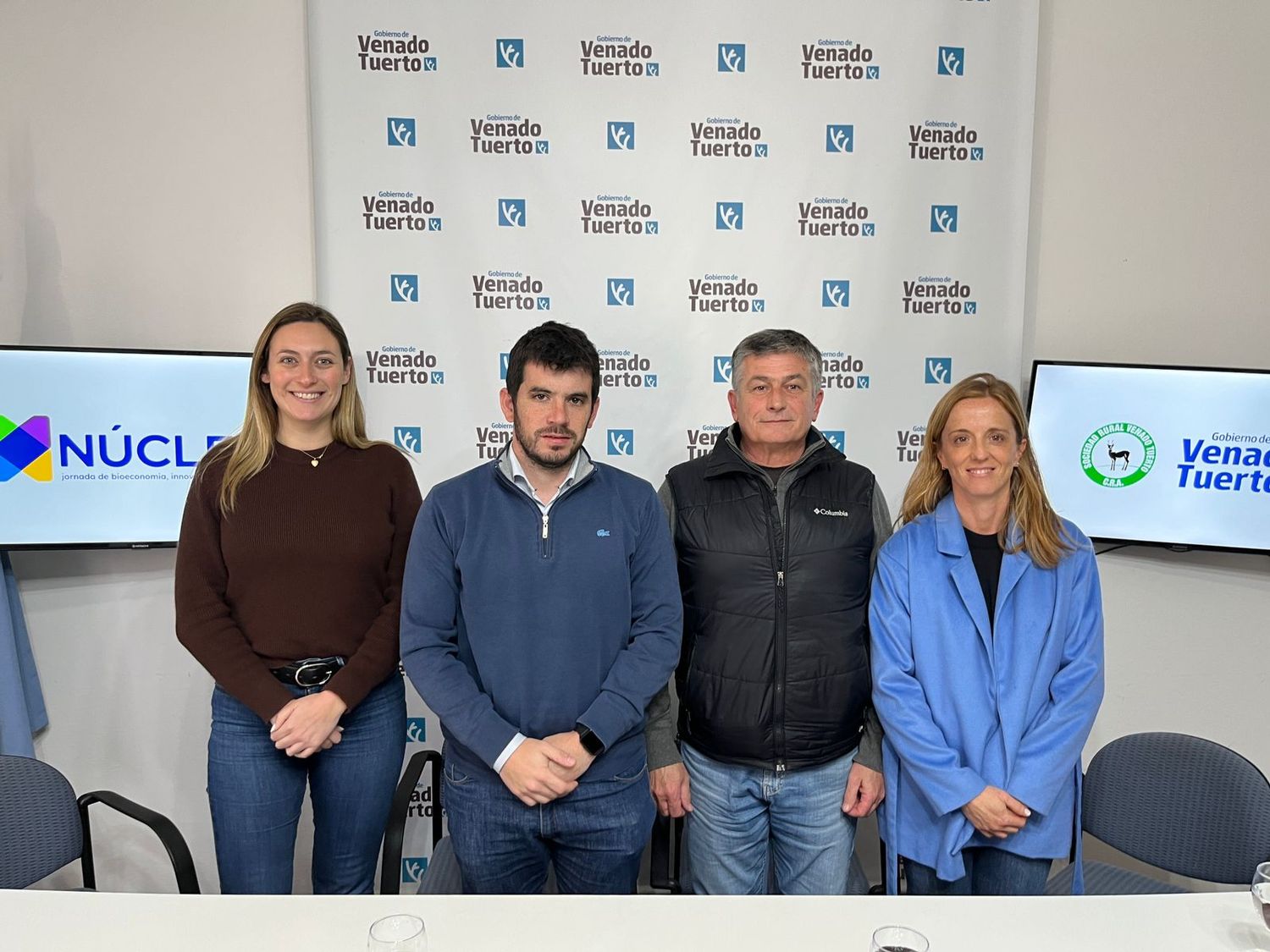 Vicente, Chiarella, Rébora y Paitoví durante el anuncio.