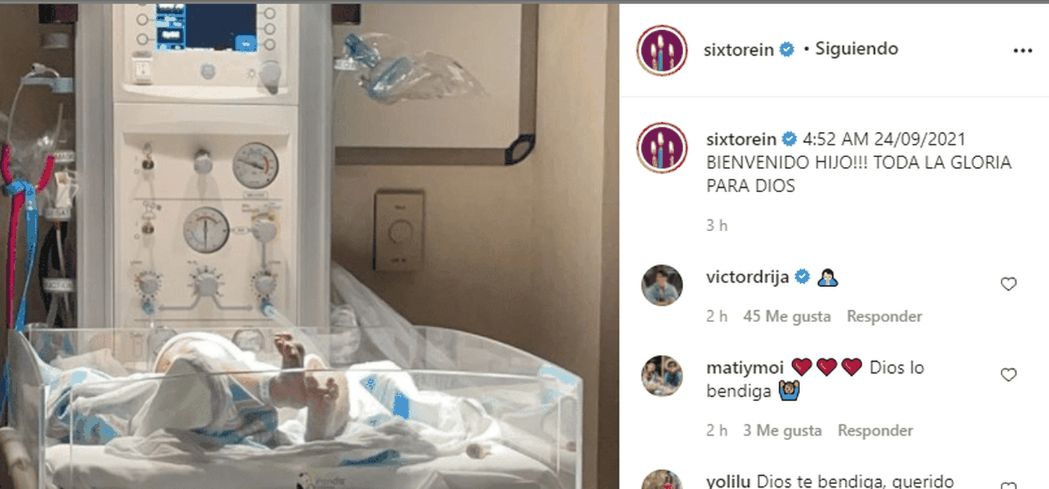 Con esta publicación en Instagram, Sixto Rein anunció la llegada de su pequeño.
