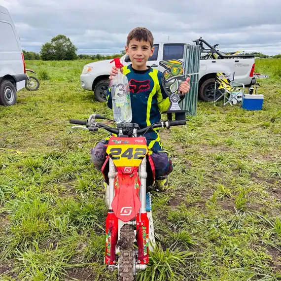 Valentino Bogue subió al podio en la séptima fecha del Campeonato Argentino de Motocross