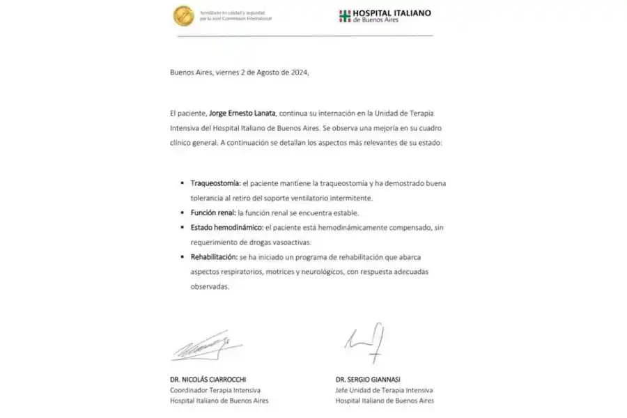 Parte médico del Hospital Italiano