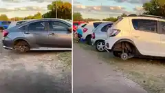 Robaron ruedas de más de 25 autos estacionados a la espera de la Selección