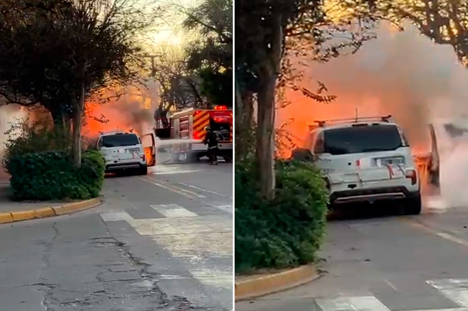 Un automóvil se incendió por completo en el barrio San Martín y las pérdidas son casi totales