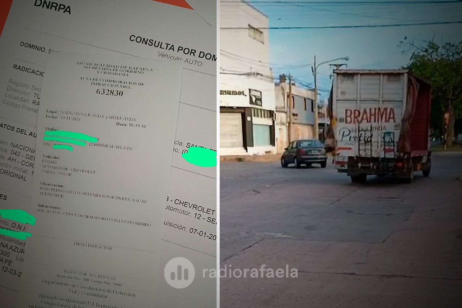 Se viralizó por cruzar un semáforo en rojo en Rafaela, fue denunciada y terminó multada