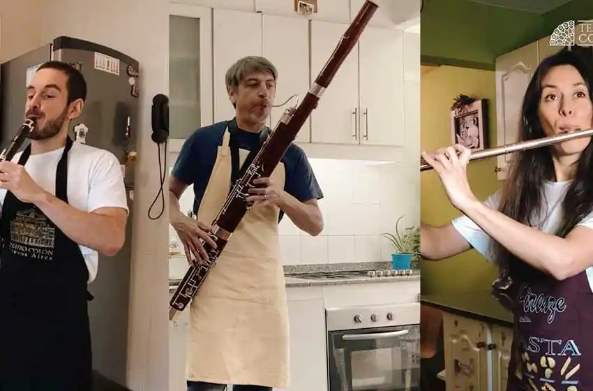 Con "percusión vegetal", músicos de la Filarmónica recrean un clásico desde la cocina de sus casas