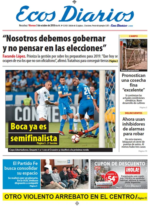 Tapa del 5 de octubre de 2018