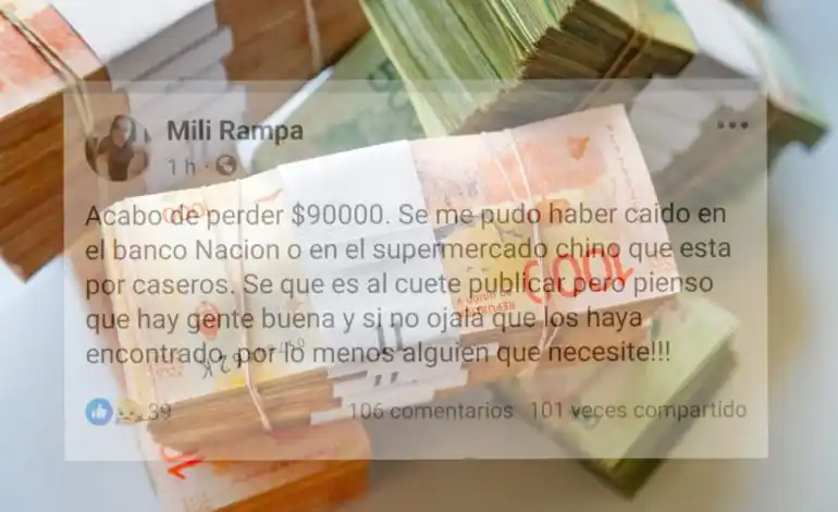 Una vecina perdió 90 mil pesos y se lo devolvieron.