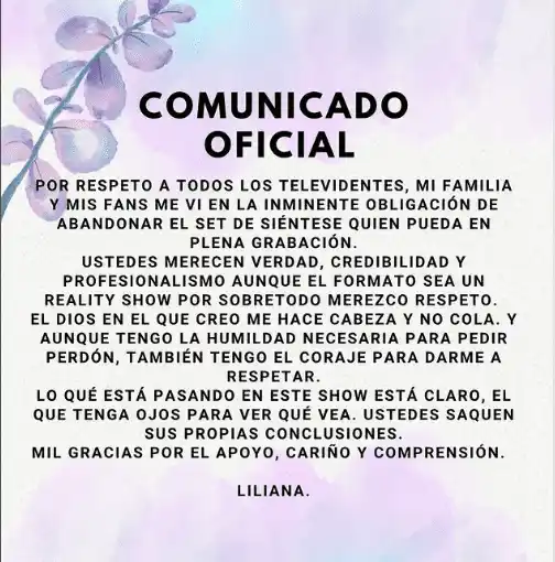 Liliana Rodríguez marcó su diferencia con el show. Foto Instagram