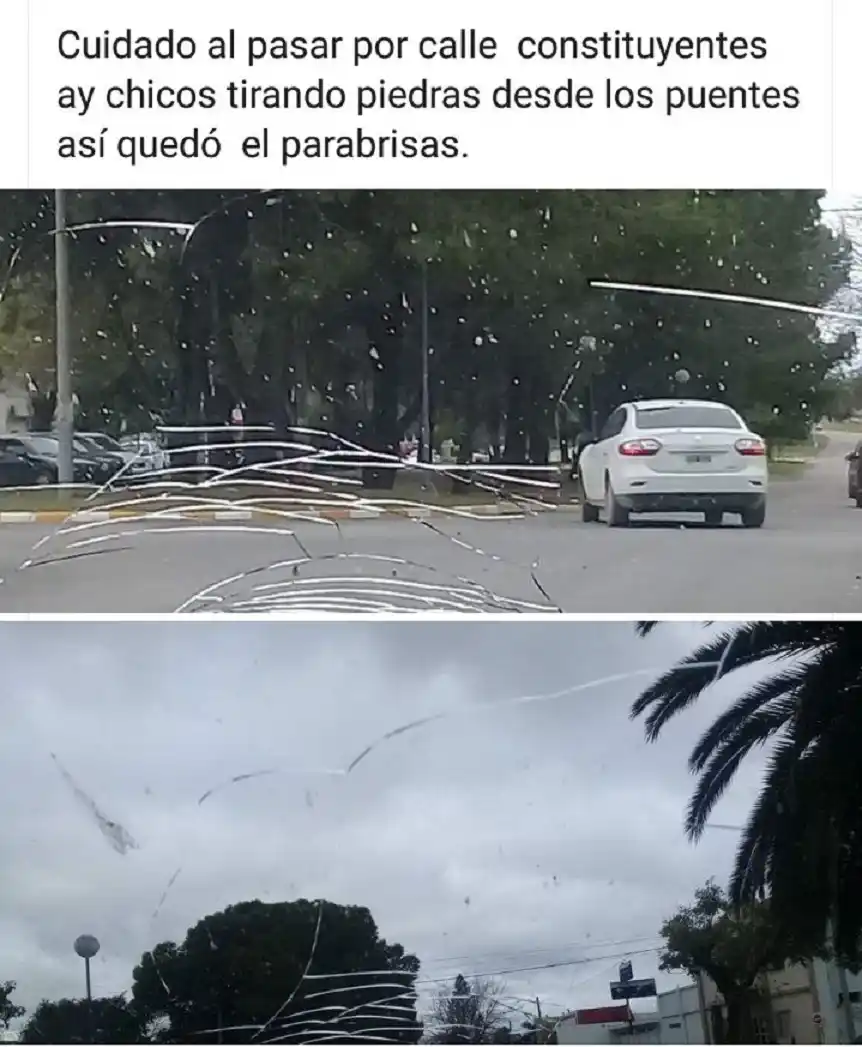 Identificaron a los menores que arrojaron piedras al parabrisas de un automóvil