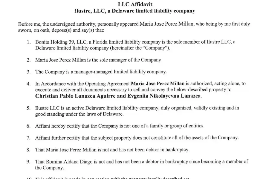 Diago aparece como member o integrante de la sociedad de Florida Bonita Holdings 39. Esta compañía es a su vez accionista de otra sociedad: Ilustre LLC (Delaware). Ilustre es la titular de un departamento en Hallandale Beach, Florida. Registro público de propiedades de Miami Dade.