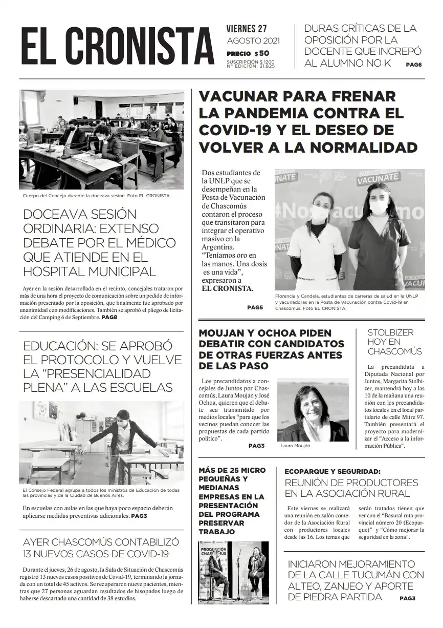 Tapa 27 de agosto 2021